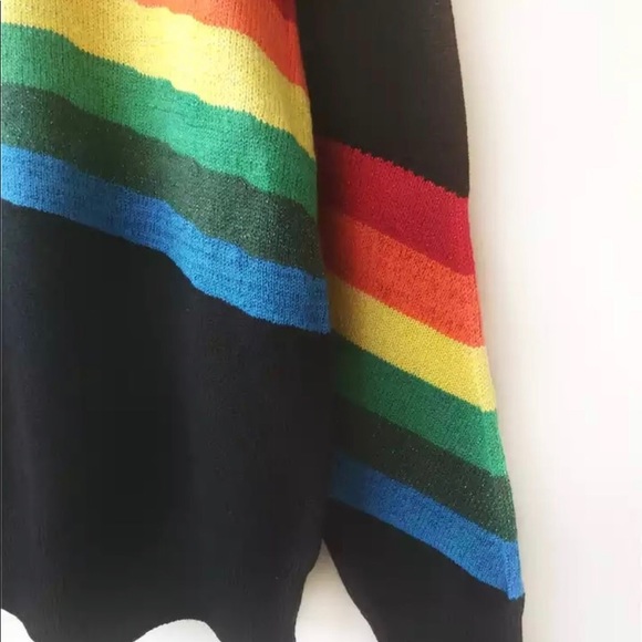 🌈Black Rainbow Patterned Sweater🌈 - Picture 4 of 6